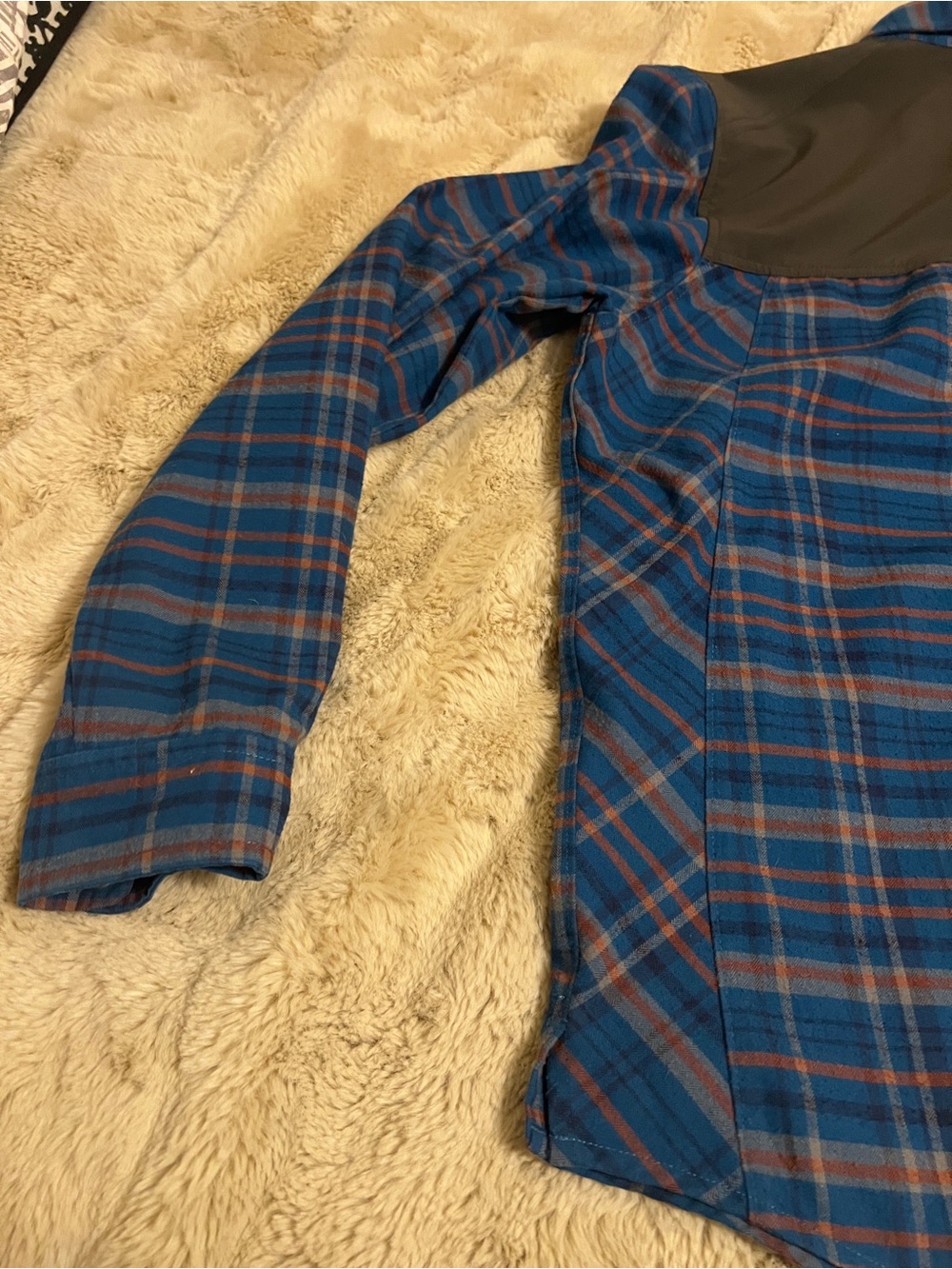 REI Blue and Rust Plaid Button-Down Shirt with Black Yoke - Picture 11 of 11